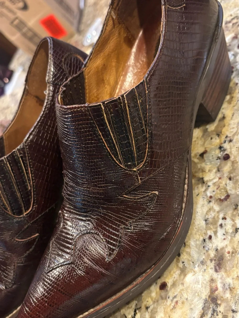 Ariat Women’s Genuine Teju Lizard Western Ankle Boots Brown Size 8B Leather